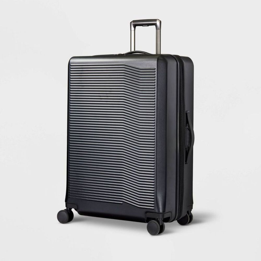 Open Story - Expandable Large Checked Hardside Suitcase Spinner Black